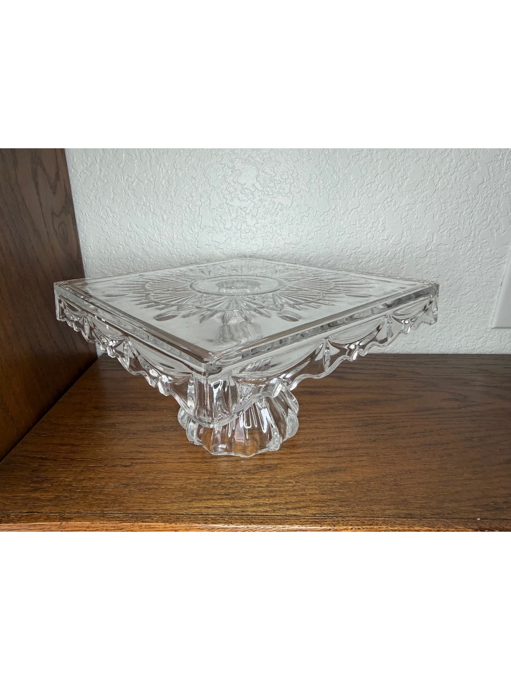Shannon Crystal by Godinger Freedom Square Pedestal Cake Stand 10" Lead Crystal
